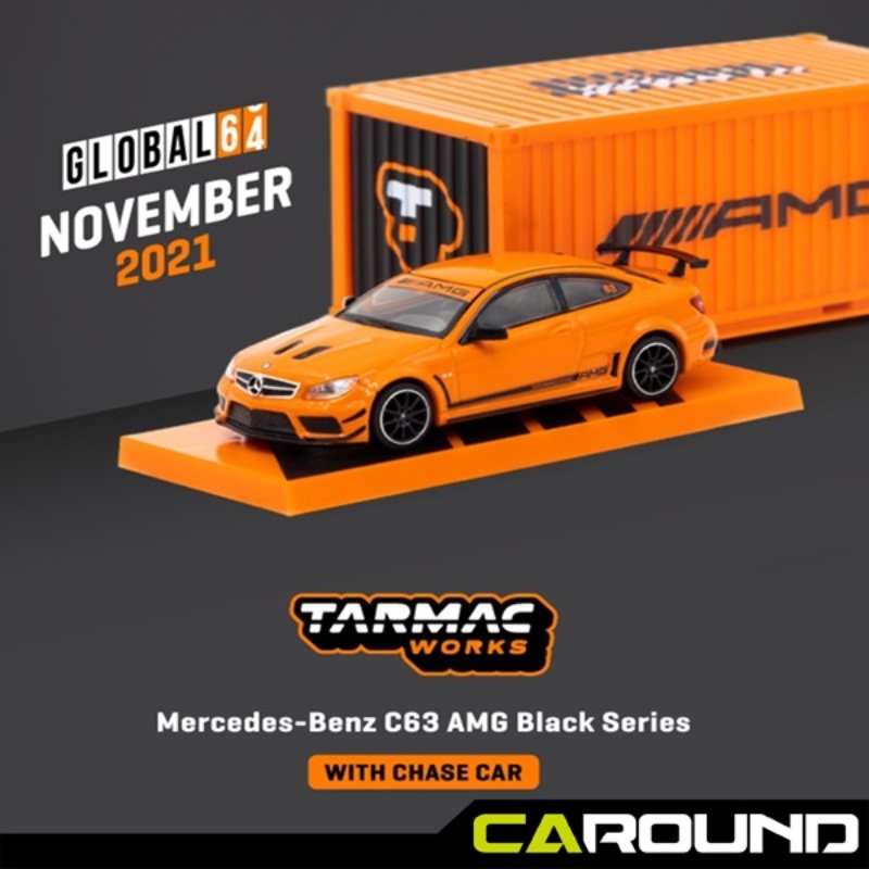 오토모듬 타막웍스 1:64 메르세데스 벤츠 C63 AMG 쿠페 블랙 시리즈 - 오렌지 (컨테이터 포함)