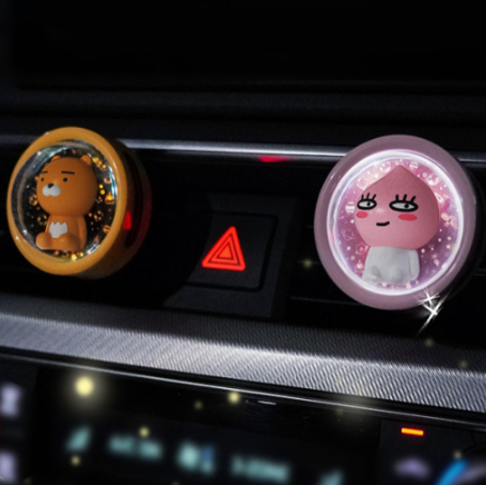 오토모듬 카카오 프렌즈 차량용 LED 방향제 무드등 디퓨저 향기 라이언 어피치 자동차 차량