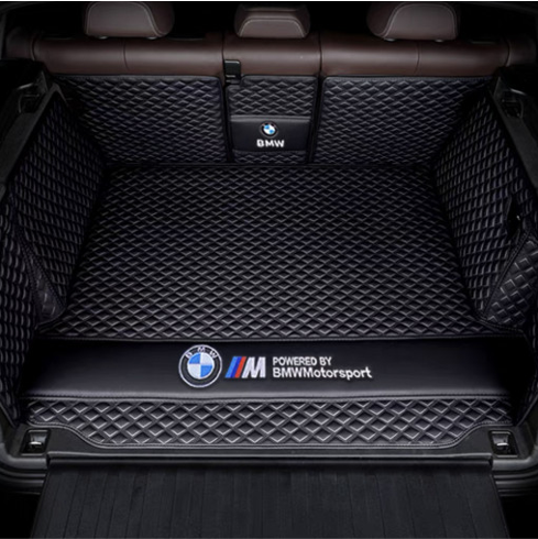 오토모듬 BMW 전차종 세단,SUV 리얼핏2 엠블럼 로고 가죽 프리미엄 트렁크 1단 풀커버 매트(차박/캠핑/골프)