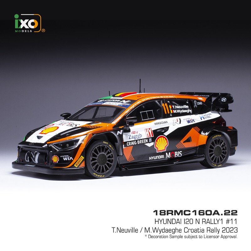 오토모듬 ixo 1:18 현대 i20 N Rally1 WRC No.11 2023 크로아티아 랠리 - 티에리 누빌/WYDAEGHE (18RMC160A.22)