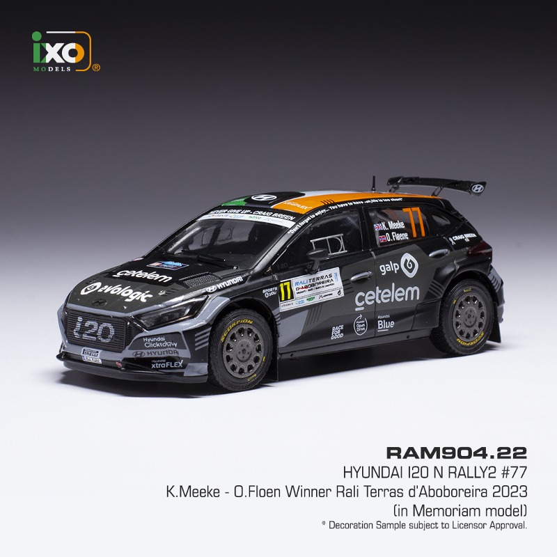 오토모듬 ixo 1:43 현대 i20 N Rally2 WRC No.77 2023 포르투칼 랠리 우승 - MEEKE/ FLOEN (RAM904.22)