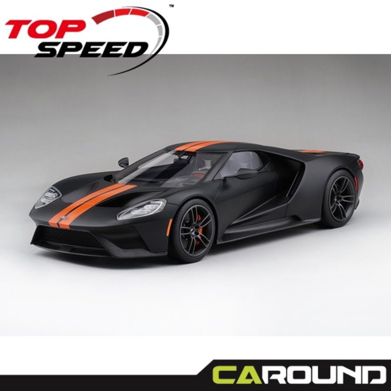 오토모듬 Top Speed 1:18 포드 GT 무광블랙 (with 오렌지 스프라이프)