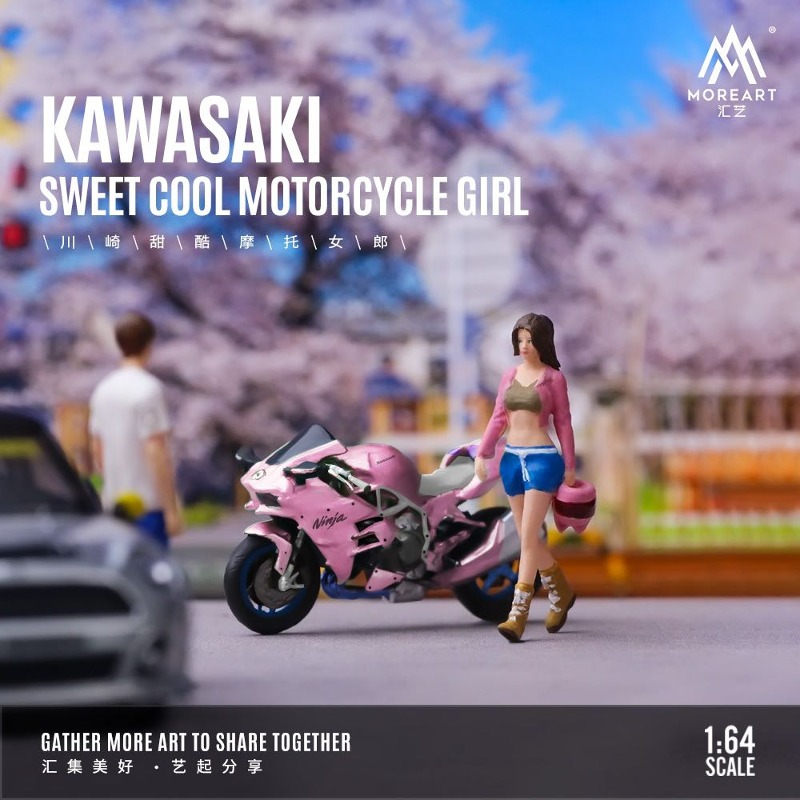 오토모듬 MoreArt 1:64 KAWASAKI SWEET COOL MOTORCYCLE GIRL (바이크 및 사람 피규어)