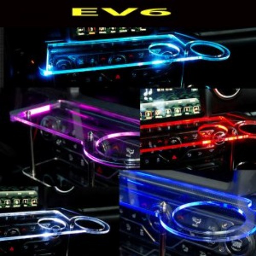오토모듬 ArtX EV6 USB 5V LED 2단 차량용 무중력테이블 컵홀더 식탁 자동차 선반 핸드폰 거치대 수납용품
