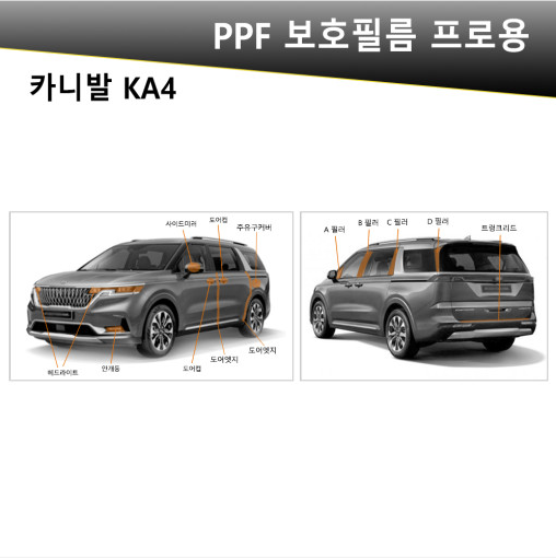 오토모듬 카니발 KA4 VIP 폴리우레탄 V가드 PPF 보호필름 차종별전용 프로용
