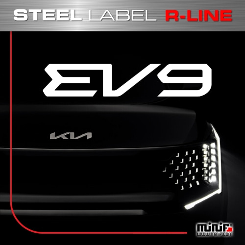 오토모듬 미니에프 MFSL149 - EV9 R-LINE STEEL LABEL 메탈 헤어라인 주차번호판