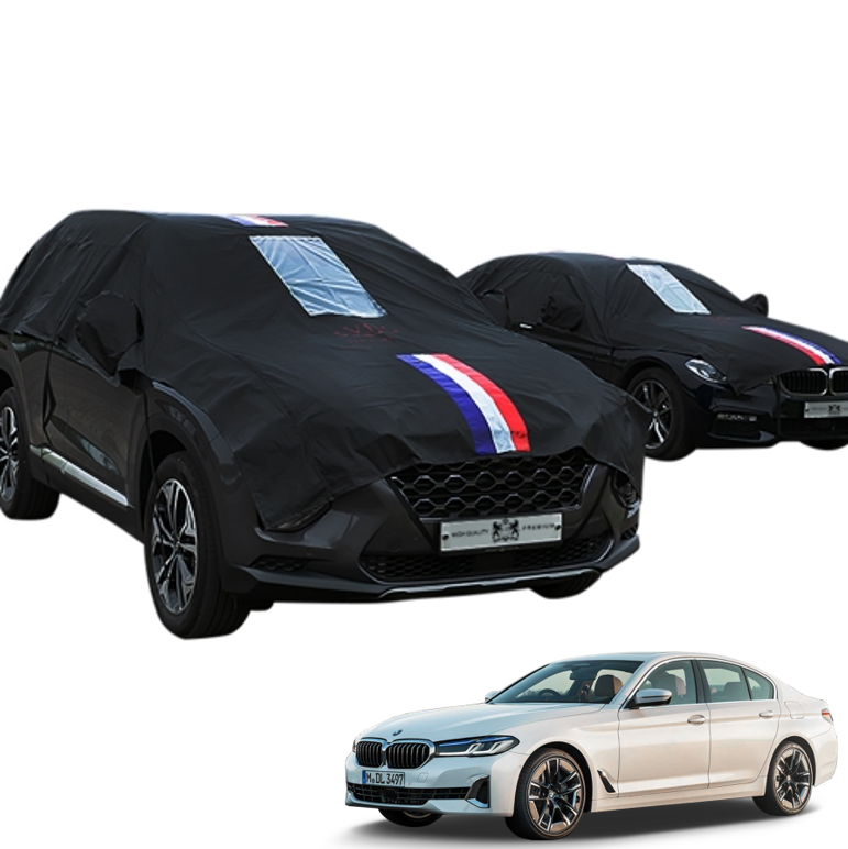 오토모듬 BMW 5시리즈(E60/F10/G30/G60) VIP 블랙 삼선띠 하프 상단바디 자동차커버 이물질방지 차량보호 스크래치방지
